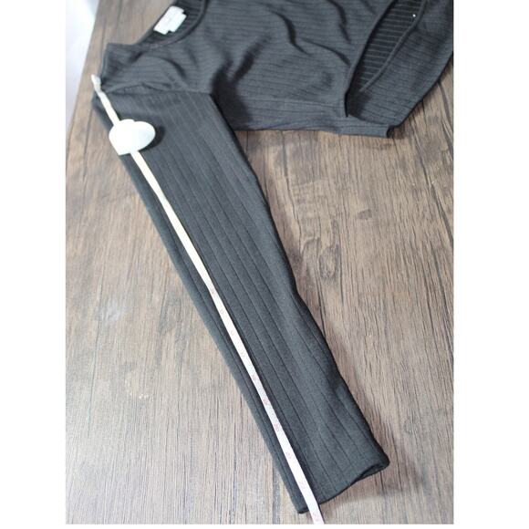 Lovers + Friends Cropped Ribbed Clea Cutout Long Sleeve Top Black Small - Picture 4 of 8